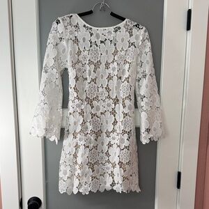 White Lace Floral Sheath Dress - Elegant Women's Dress